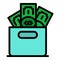 Money laundering box icon color outline vector