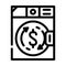 money laundering in laundry machine line icon vector illustration