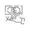 Money laundering line icon. Vector crime. Fraud, Online thief and Steal cash. Phishing robbery, tax offense. Financial evasion,