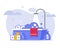 Money laundry or cash washing launder icon in bath flat cartoon illustration, illegal dirty funds cleaning service, criminal