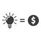 Money for lightbulb idea. Money for idea vector icon