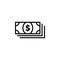Money Line Icon In Flat Style Vector For App, UI, Websites. Black Finance Icon Vector Illustration