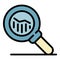 Money loan magnifier icon color outline vector