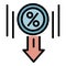 Money loan percent icon color outline vector