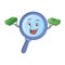 With money magnifying glass character cartoon