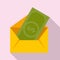 Money mail transfer icon, flat style