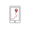 Money Market GPS Ping bubble Location in mobile Concept, Financial Institute Vector Color Icon Design.