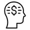 Money mind icon, outline style
