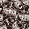 Money monochrome seamless pattern