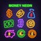 Money neon icons