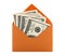 Money in an orange envelope