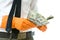 Money In Orange Rubber Gloves