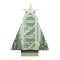Money Origami CHRISTMAS TREE Isolated Real One Dollar Bill on White Background