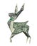 Money Origami DEER Real One Dollar Bill Stag Isolated on White Background