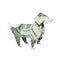 Money Origami DOG Isolated Right Side One Dollar Bill