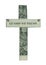 Money Origami In God We Trust CROSS Isolated Real One Dollar Bill