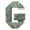 Money Origami LETTER G Character Folded with Real One Dollar Bill Isolated