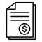 Money papers icon, outline style