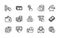 Money and payment linear set of vector icons. Contains linear icons such as cash, wallet, coins, credit card much
