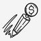 Money pencil vector icon. Drawing sketch illustration hand drawn line eps10