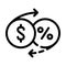 Money percentage return line icon vector illustration