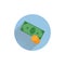 money pile. Stacked packs of dollar bills and gold coins colorful flat icon. money flat icon