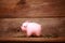 Money pink piggy bank coin putting hand save