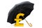 Money Protection Concept. Golden Pound Sterling Sign under Umbrella