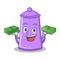 With money purple teapot character cartoon