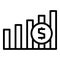 Money rise graph icon outline vector. Work free