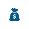 Money Sack Blue Icon On White Background. Blue Flat Style Vector Illustration