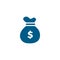 Money Sack Blue Icon On White Background. Blue Flat Style Vector Illustration