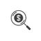 Money search icon vector, solid logo, Find Funding pictogram iso