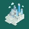 Money skyscraper isometric real estate investment