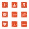 Money spender icons set, grunge style