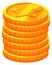 Money stack. Cartoon golden coins. Game treasure icon