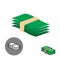 Money stack green color icon.