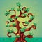Money success tree illustration with a lot of dollar cash and coins