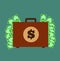 Money Suitcase. Suitcase with money concept.