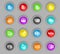 Money symbols colored plastic round buttons icon set