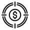 Money target icon, outline style