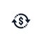 money transfer Icon symbol. currency exchange, financial investment service, cash back refund, send and receive mobile payment con
