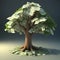 Money tree. Conceptual illustration of success, investing or business. Generative AI