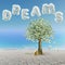 Money tree and dream text clouds