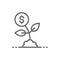 Money tree, save money, invest line icon.