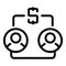 Money trust relationship icon, outline style