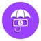 money under the umbrella badge icon. Simple glyph, flat vector of Finance icons for ui and ux, website or mobile application