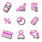 Money web icons, pink contour series