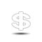 Money white icon, sign, illustration