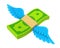 Money Wings Flying Isolated